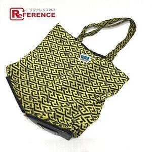 Versace Greca Eco Bag Foldable Shoulder Tote Nylon Leather Blue